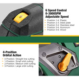 Jigsaw, TECCPO 6.5 Amp 3000 SPM Jig Saw with Laser, 6 Variable Speed, 6 Blades, ±45° Bevel Cutting, 4 Orbital Settings, Pure Copper Motor, with Carrying Case - TAJS01P TECCPO