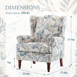 MELLCOM Floral Accent Chair, High Back Upholstered Armchair with Solid Legs, Leisure Single Sofa Chair for Living Room, Bedroom, Home Office, Blue Floral MELLCOM