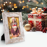 Golden State Art, 5x7 Picture Frame - Country Wood Grain Style - Tabletop Display, Back Hangers for Wall Display - Great for Photos, Gift, Pictures, Wedding, Portraits (2 Pack, White) Golden State Art