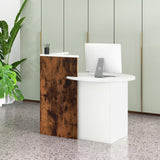 Tangkula Reception Desk, Front Counter Desk with Lockable Drawer & Adjustable Shelf, Oval Desktop, Retail Counter for Checkout, Computer Workstation for Salon Lobby Home Office Tangkula