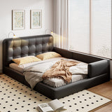 Merax Modern Tufted Plattform Bed with Headboard, Queen PU Leather Floor Day Bed Frame, No Box Spring Needed Black Merax
