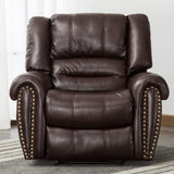 CANMOV Leather Recliner Chair, Classic and Traditional Manual Recliner Chair with Comfortable Arms and Back Single Sofa for Living Room, Brown CANMOV