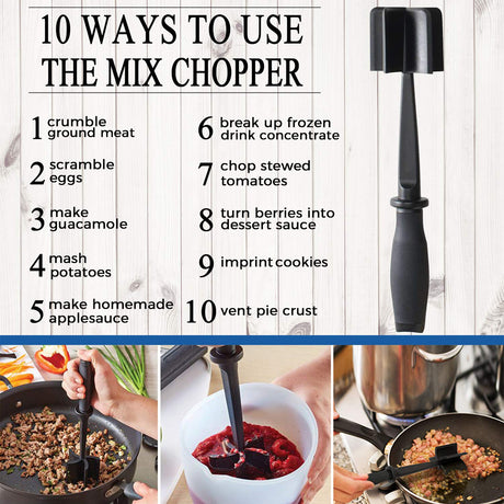 Meat Chopper, 5 Curve Blades Ground Beef Masher, Heat Resistant Meat Masher Tool for Hamburger Meat, Ground Beef, Turkey and More, Nylon Hamburger Chopper Utensil Non-scratch Utensils TMEDW