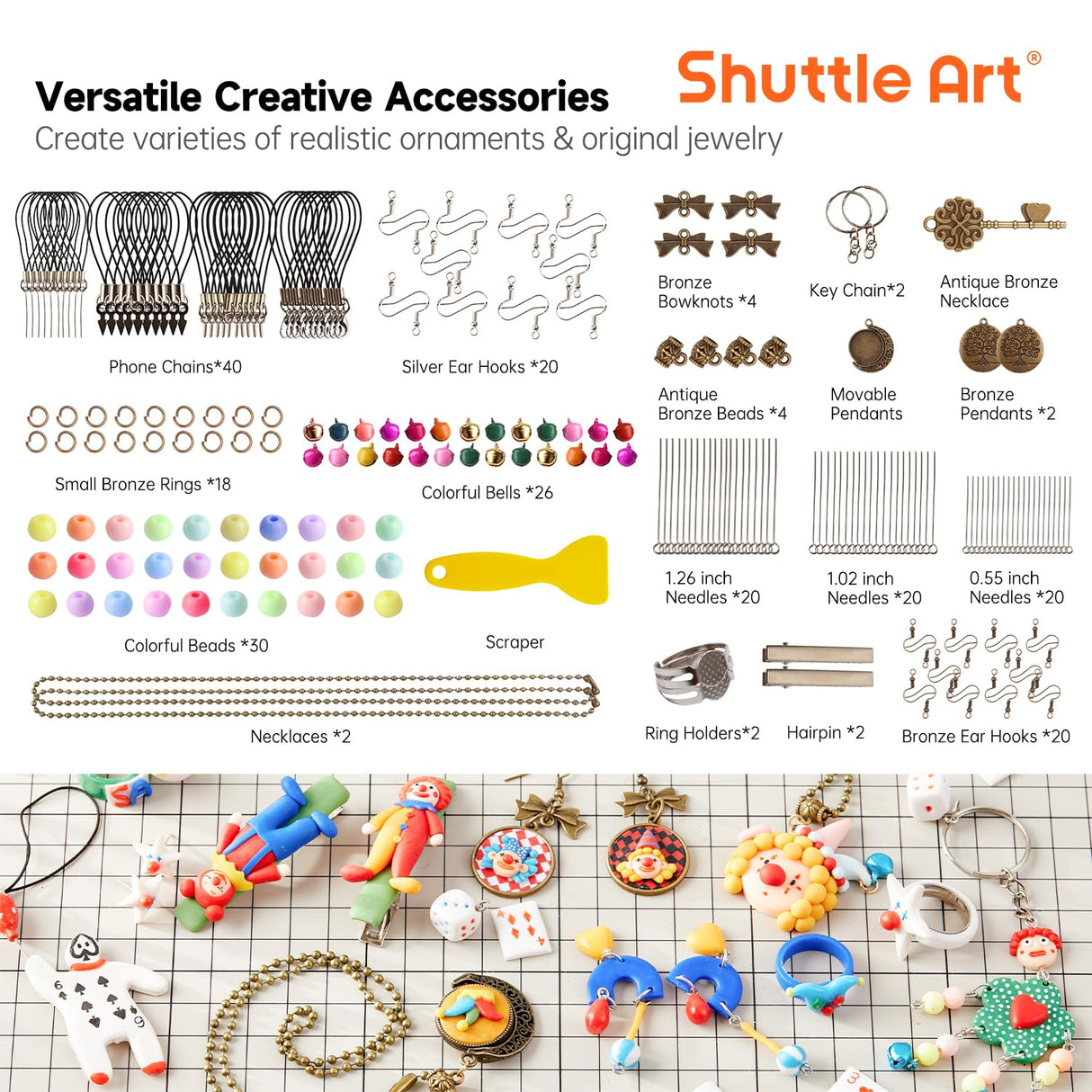 Shuttle Art 112 Colors Polymer Clay Kit with 20 Clay Tools, 16 Kinds of Accessories, Non-Toxic, Non-Sticky, Ideal DIY Art Craft Gift for Kids Adults Shuttle Art