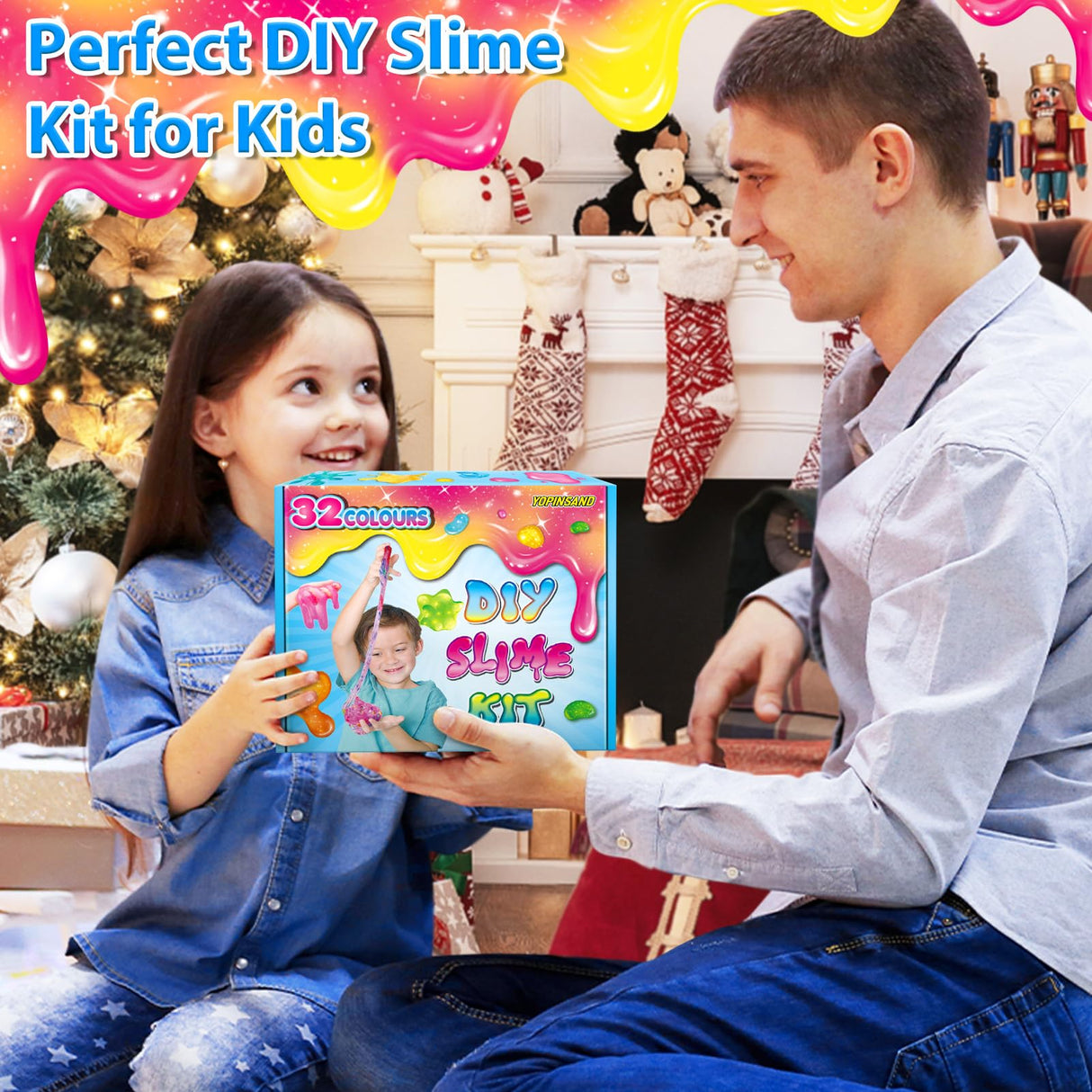 32 Cups DIY Slime Kit, Slime Making Kit for Girls, Crystal Clear Slime, Glow in The Dark Slime with Add-ins, Foam Balls, Charms, Slime Party Favors Gift Toys for Kids 3-12 YOPINSAND