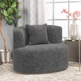 SGHATAJ Modern Swivel Accent Chair, 360-Degree Round Swivel Barrel Chair with Removable Pillow, Upholstered Boucle Accent Chairs for Living Room,Bedroom,Coffee Bar (Elegant Grey) SGHATAJ