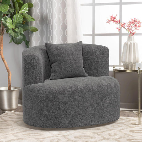 SGHATAJ Modern Swivel Accent Chair, 360-Degree Round Swivel Barrel Chair with Removable Pillow, Upholstered Boucle Accent Chairs for Living Room,Bedroom,Coffee Bar (Elegant Grey) SGHATAJ