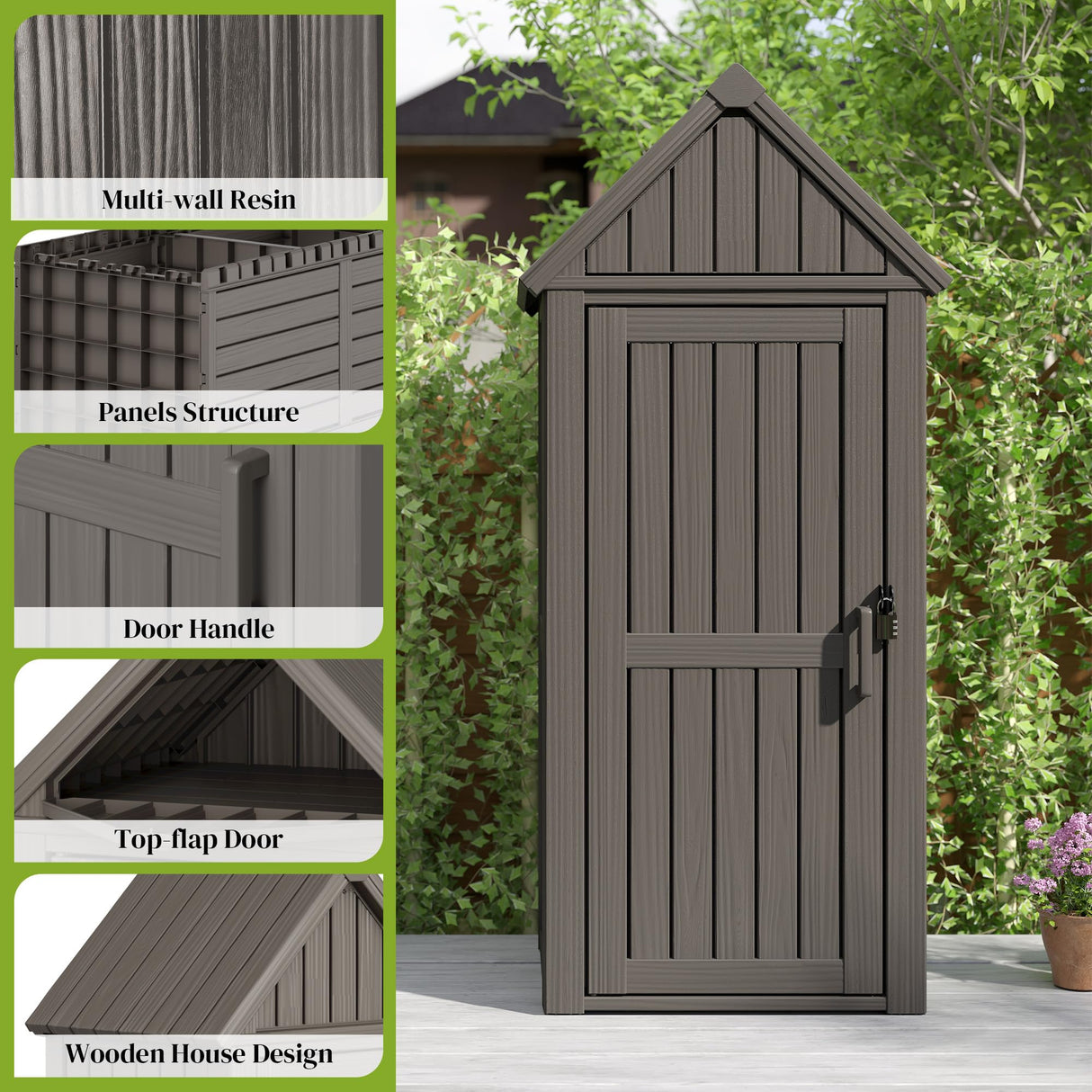 Ultimate Outdoor Storage Cabinet - Durable Resin Construction with Reinforced Floor, Adjustable Shelves & Lock for Security (Grey) Fancyango