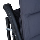 Outsunny 3 Piece Outdoor Patio Furniture Set with Glass Coffee Table & 2 Folding Padded Rocking Chairs, Bistro Style for Porch, Camping, Balcony, Navy Blue Outsunny