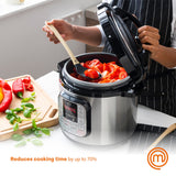 MasterChef Electric Pressure Cooker 10 in 1 Instapot Multicooker 6 Qt, Slow Cooker, Vegetable Steamer, Rice Maker, Digital Programmable Insta Pot with 18 Cooking Presets, Stainless Steel, Non Stick MasterChef
