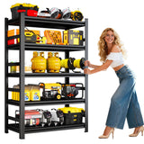 72''H Garage Storage Shelves Heavy Duty Garage Shelving Units, 3000 LBS Steel Industrial Shelving, Adjustable 5-Tier Metal Utility Shelf Organizer for Warehouse, Basement, Black (72''Hx36''Wx16''D) ErgoNova