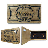Customizable Family Name Concealment Shelf - Handcrafted Hidden Gun Safe with Magnetic Lock - Quick Access Gun Concealment Decor - Custom, Laser Engraved Wood Gun Cabinet By Bellewood Designs Bellewood Designs