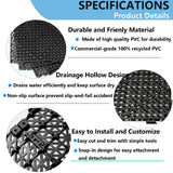12” x 12” Drainage Interlocking Floor Tiles, 12 Pack Non-Slip Pool Deck Drain Tiles for Flooring, Soft PVC Splicing Modular Cushion Mats, Rubber Floor Tiles with Holes for Shower Basement Garage Shed EVANCENT