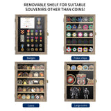 DecoWoodo 5 Rows Military Challenge Coin Display Case with HD Tempered Glass Door, Medal Display Cabinet with Removable Shelves, Poker Chip Coin Holder Shadow Box for Collectors, Rustic Wood Finish DecoWoodo