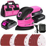 Cordless Detail Sander with 2Pcs Batteries and Charger, 20V Electric Hand Sander for Wood, 2Amp Power Sander for Woodworking, Small Hand Sander for Wood Furniture, Palm Sander Tool with Dust Collector ThinkLearn