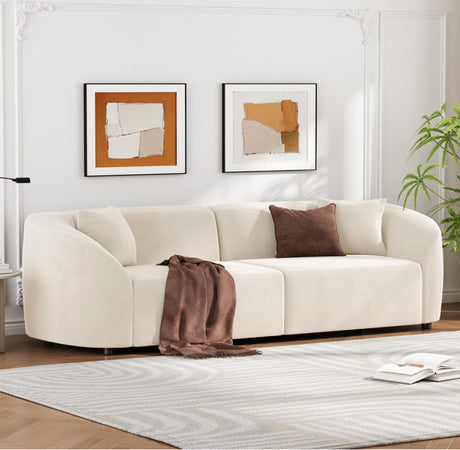 Merax 87" Large Couch, Comfy Upholstered Loveseat with Extra Deep Seats, Velvet Sofa for Living Room Apartment Office, Beige Merax