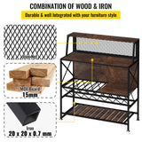 Industrial Rustic Brown Wine Rack and Home Bar Table with Glass Holder by VEVOR VEVOR