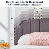 VECELO Twin Upholstered Platform Bed Frame for Kids,Girls,Boys,with Tufted Adjustable Headboard/Mattress Foundation/Wood Slat Support,Easy Assembly,Dark Grey VECELO