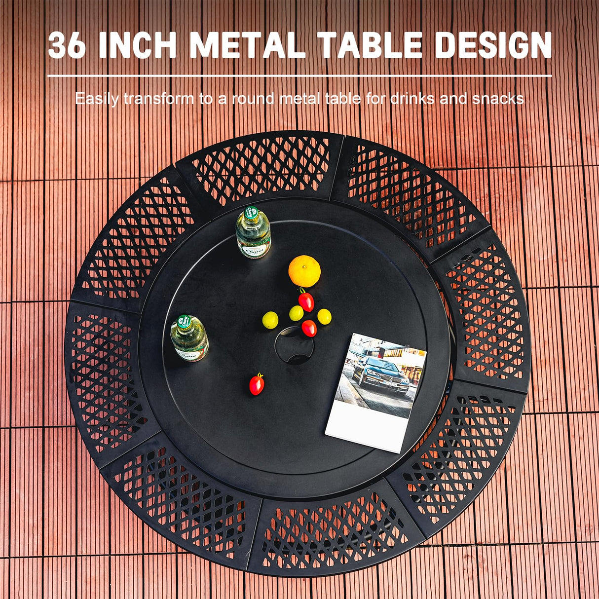 36 Inch Fire Pit with 2 Cooking Grills,Outdoor Wood Burning BBQ Firepit with Lid, 3-in-1 Outdoor Fire Pit for Backyard Deck Bonfire Patio Picnic Verdeluxe