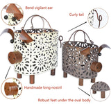 Zoreal Metal Decorative Small Baskets,Narrow Baskets with Handles for Storage,Pig Designs Farmhouse Cute Basket for Kitchen,Bathroom,Livingroom,Office Shelf Decor Aesthetic set of 2 Zoreal