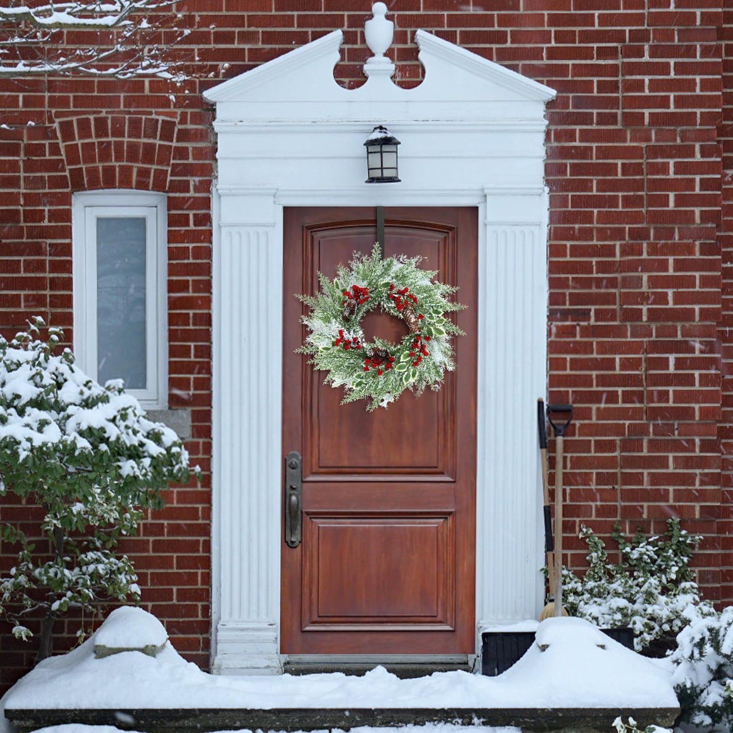 18 Inch Christmas Wreath with Pine Cones and Berries - For Front Door, Window, Wall, Party Decor