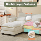 Mvpipi 108" Modular Sectional Sofa, Comfy Cloud Couch with Ottoman & USB Port for Living Room, L Shaped Modern Chenille Couches with Throw Pillows for Bedroom, Apartment, White Mvpipi