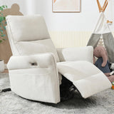 QKFF Power Swivel Rocker Recliner Chair for Nursery, Upholstered Snowflake Velvet 270°Swivel Glider Rocker Chair with USB Ports, Small Power Recliners for Small Spaces Living Room QKFF
