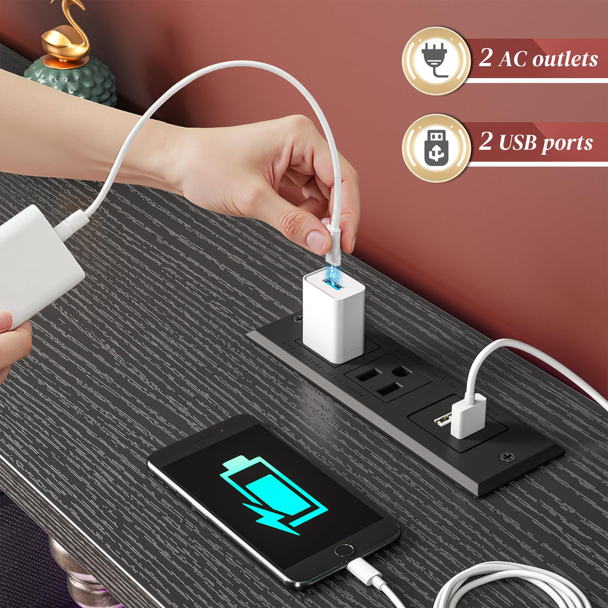 Romorgniz Dresser for Bedroom with Charging Station and LED, Sturdy Chest of Drawers with 8 Drawers and Two Open Shelves for Bedroom, Living Room,Hallway (Black) Romorgniz