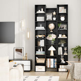 FOTOSOK Triple Wide 71" Tall Black Media Storage Tower with Adjustable Shelves FOTOSOK
