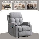 CANMOV Manual Massage Heat Recliner Chair Set of 2,Soft Fabric Recliner Chair with Overstuffed Arm and Back, Manual Reclining Single Sofa with 2 Cup Holders, Side Pocket for Living Room,Grey CANMOV