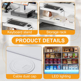 PAKASEPT Reception Desk with Counter for Retail & Checkout,Modern Front Reception Counter with LED Lights,Drawers & Open Shelves,Retail Counter with Storage for Countertop,Beauty Salon,Shop,Bar,White PAKASEPT