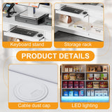 SDMY Reception Desk with Counter for Retail & Checkout,Modern Front Desk Reception Room Table with Outer Display Rack, 47.7 inch Retail Counter with Lights for Market, Office, Fruit Shop,White SDMY