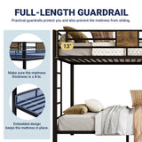 Allewie Black Twin Over Twin Bunk Bed with Rustic Wood Accents and Sturdy Metal Frame Allewie