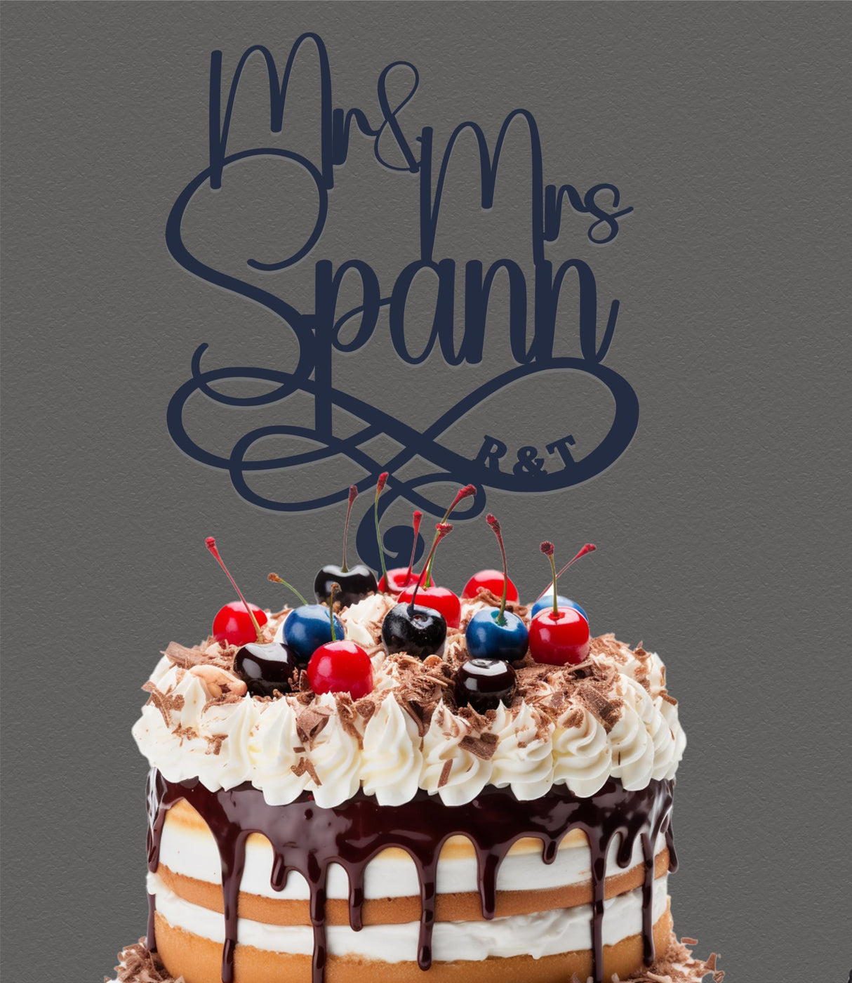 Personalized Rustic Infinity wedding Cake Topper- Custom Gold cake topper for wedding WoodArtSupply