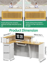 L Shaped Reception Desk, Solid Wood Front Desk with Counter & Lockable Drawers, Retail Checkout Customer 2 Person Secretary Desks for Home Office Lobby Store (63in,Left) Generic