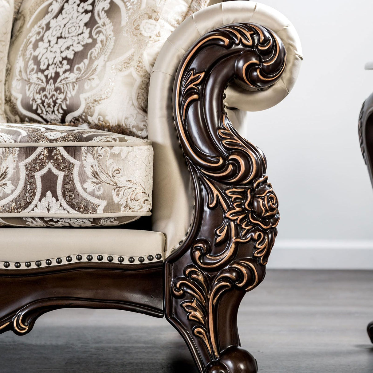 Furniture of America Zephyra Traditional Faux Leather Upholstered Sofa with Rolled Arm and Accent Pillows, Wooden Comfortable Couch for Living Room, Office, Bedroom, Dark Cherry/Beige Furniture of America