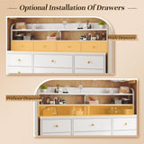 EnHomee 51.2" W White Dresser with 13 Drawers and LED Lights, White Dresser for Bedroom with Fabric Drawer, Long Dressers & Chests of Drawers, Dresser for Bedroom with Shelves for Closet EnHomee