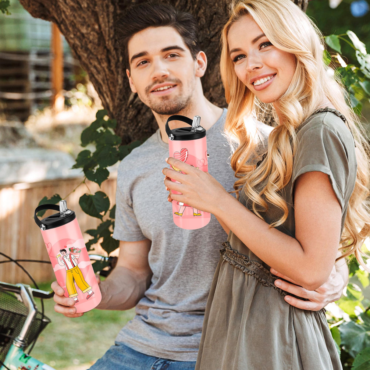 Joyclub 8 Pack Sublimation Water Bottle Blanks 20 oz Sublimation Tumblers with Handle Sports Skinny Insulated Tumblers Bulk Joyclub