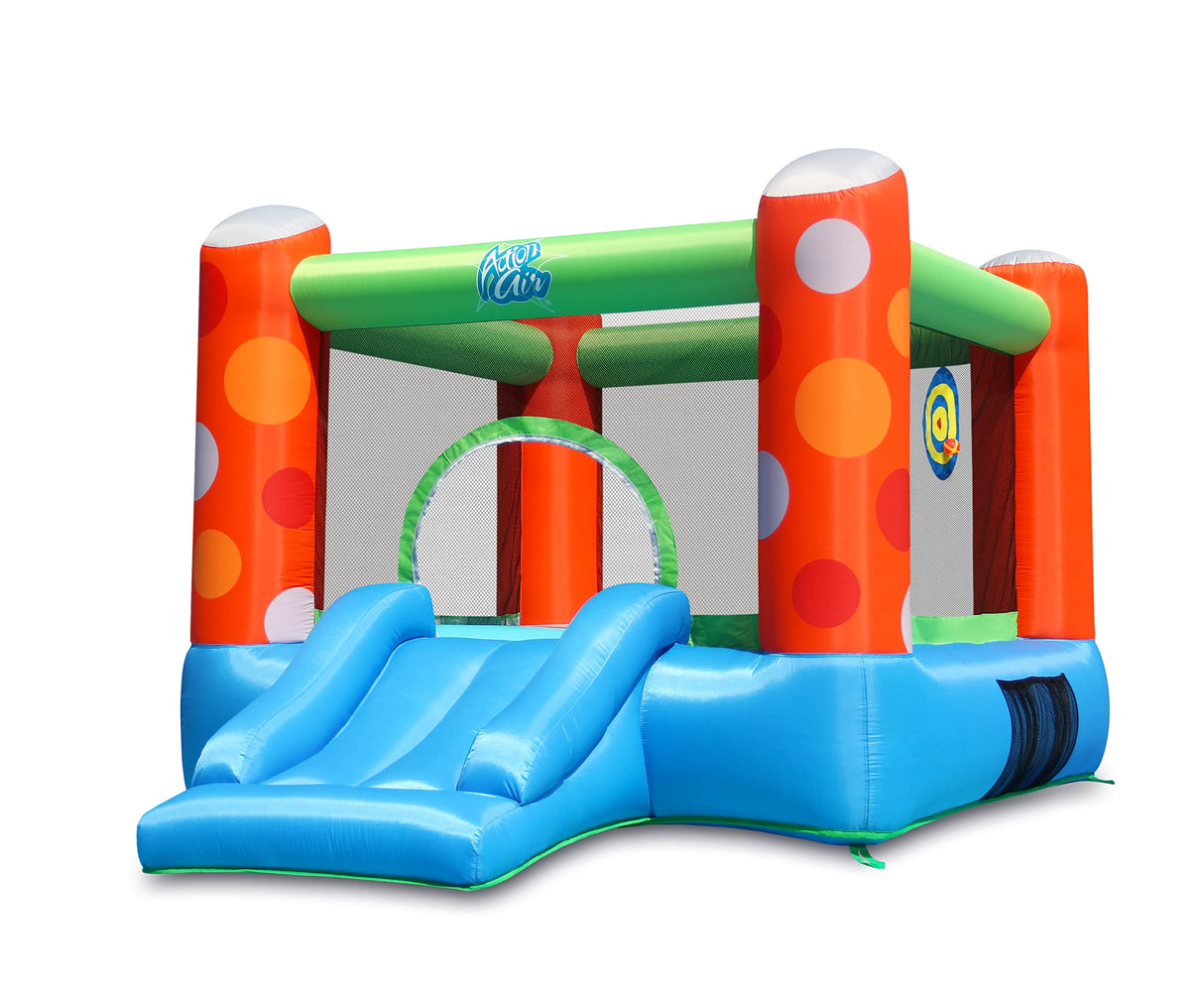 ACTION AIR Bounce House, Inflatable Bounce House with Air Blower, Bouncy Castle with Durable Sewn and Extra Thick, Family Backyard Jump House, Great Gift for Kids Action air