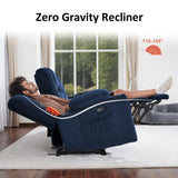 MCombo 57.8" Zero Gravity Power Loveseat Recliner with Heat and Vibration Massage, Reclining Loveseat Sofa with USB Ports, Cup Holders for Living Room, Fabric 6035SET (Navy Blue) MCombo