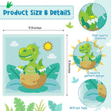 Cheerupp 4 Pcs Dinosaur Diamond Art Kits for Kids, Jungle Safari Animal DIY Creative Diamond Art Sticker Craft by Number for Adults Beginner, Full Round Drill Gem Art for Home Wall Decor Cheerupp