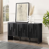 Walker Edison Contemporary Detailed 3-Door Sideboard, 55 Inch, Black Walker Edison