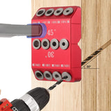 SLIIMU 30 45 90 Degree Angle 4 Sizes Drill Hole Guide Jig for Angled and Straight Hole, Portable Deck Cable Railing Lag Screw Drilling Template Block For Horizontal Cable Wood Post,Stair Wire Handrail SLIIMU