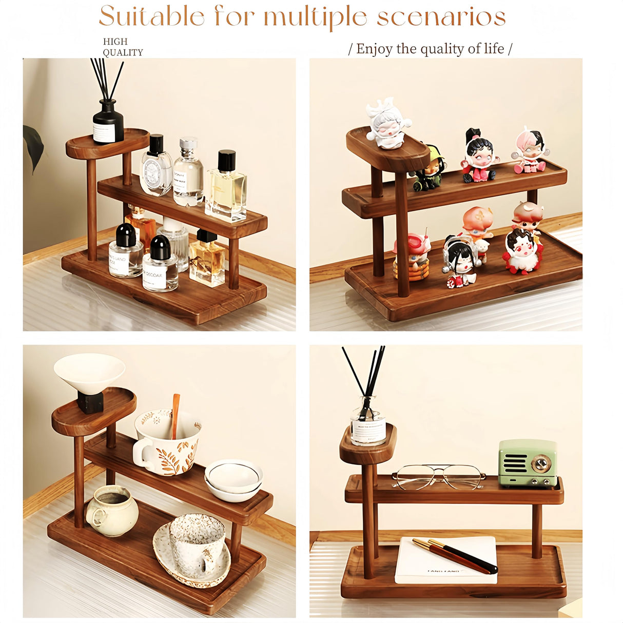 Piegricdiat Bathroom Countertop Organizer,Vanity Organizer and Storage for Cosmetic Skincare Perfume, Ideal Storage Solution for Perfumes, Cosmetics, Spices, Handmade Toys, Office Supplies. (Brown) Piegricdiat