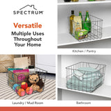 Spectrum Utility Wire Baskets for Organizing - Sturdy Steel Metal Basket Storage Organizer Bin with Handle - Open Wire Storage Baskets for Kitchen Pantry, Cabinets, Closet & Garage Shelves Spectrum Diversified