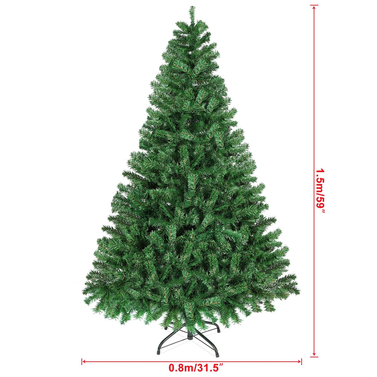 AWDK 5FT Artificial Christmas Tree with 550 PVC Branch Tips, Christmas Tree with foldbale Metal Base, Easy Assemble, Christams Decoration for Home and Office