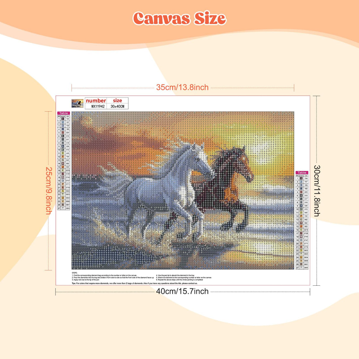 EOBROMD 5D Diamond Art Painting Kits for Adults Beginners, DIY Horse Diamond Art Painting Kits for Adults Animal, Full Round Drill Diamond Dot Gem Art Kits for Home Wall Decor 16x12inch EOBROMD