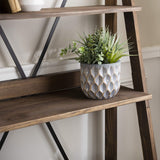 Stylish Brown Wood Bookcase with X Back Design - 4 Shelf Modern Farmhouse Storage Unit Walker Edison