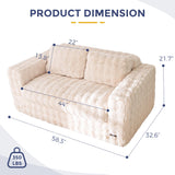 MAXYOYO Loveseat Sofa for Living Room, Small Sofa Couch Tufted Boneless Couch, Comfy Bean Bag Chair for Small Space Bedroom Apartment, No Assembly Needed, Beige MAXYOYO