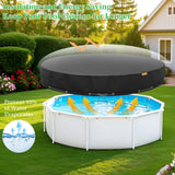 HIGHTQURO 18Ft Round Pool Cover,Heavy Duty Waterproof Round Pool Covers for Above Ground Pools with Ground Nails and Windproof Ropes,Increase Stability&Tear-Resistant, Waterproof and Dustproof, Black HIGHTQURO